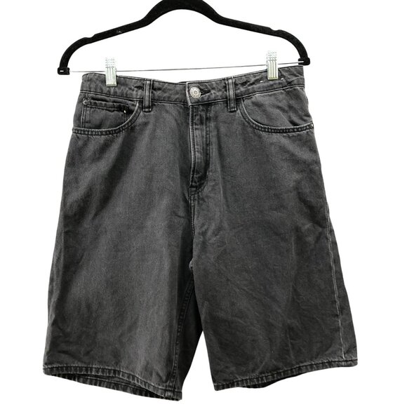 H&M Youth Teens 18 Loose Ample Denim Shorts Black Relaxed High Rise Girls - Picture 1 of 11